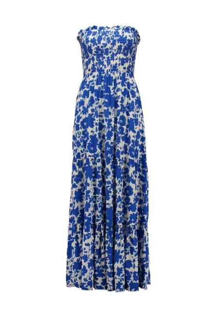 Рокля без ръкави - Кралско Синьо/Мръснобял