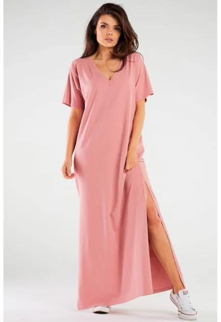 Рокля от памук с къси ръкави