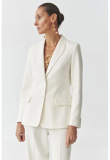 Сако с раздвоен ревер - Бял