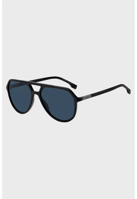 Слънчеви очила Aviator с лого - Черен/Сребрист