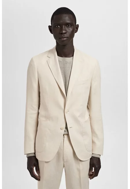 Слим сако от лен - Крем