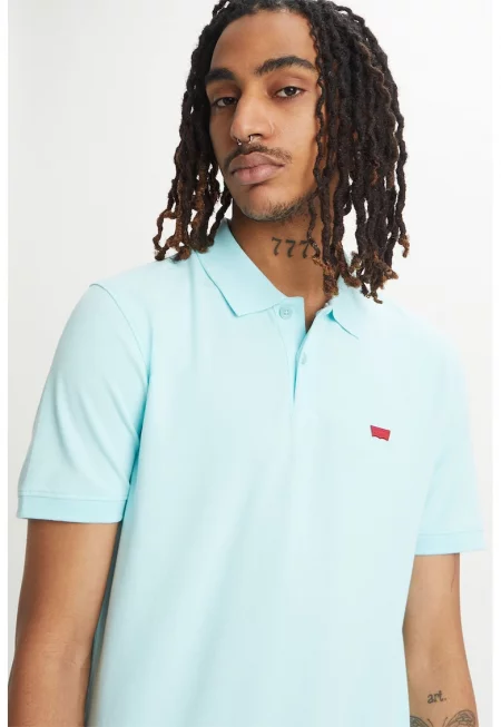 Слим тениска Housemark с яка - Ледено синьо