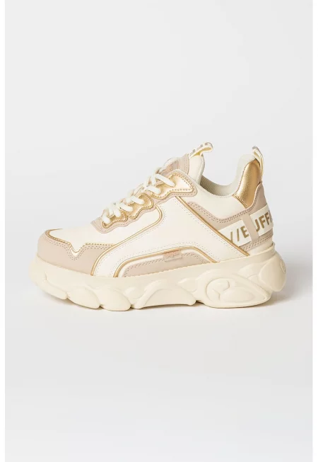 Спортни обувки CLD Chain от еко кожа - Бял/Златист/Светло кафяво