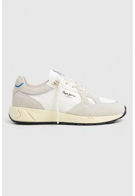 Спортни обувки с нисък профил и синтетика - Бял/Светло сив