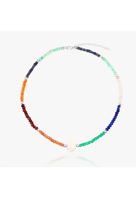 Сребърно колие Freya - Полускъпоценни камъни