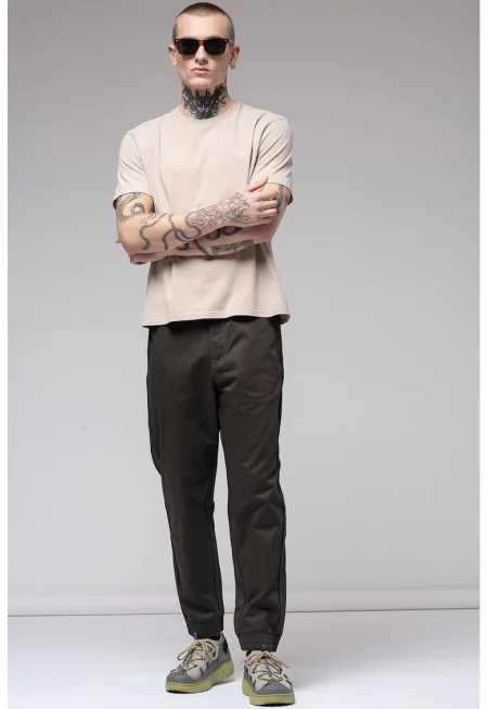 Стандартен панталон с еластична талия - Бледозелен