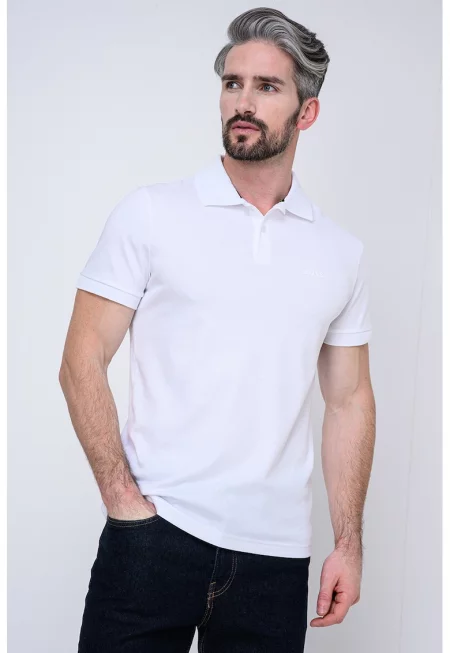 Стандартна тениска Pio с яка и лого - Бял