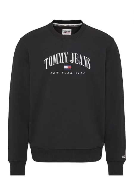 Суитшърт с овално деколте и бродирано лого - Бял/Черен