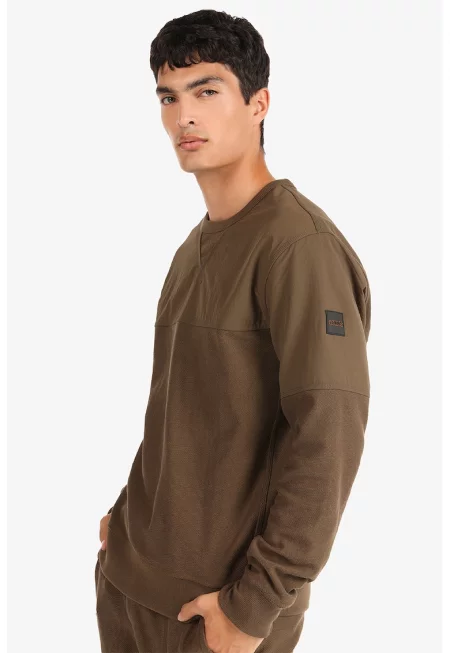 Суитшърт с овално деколте - Карамел