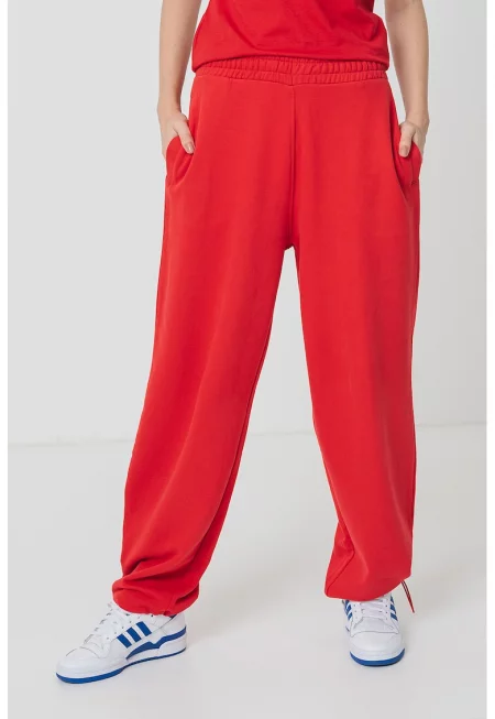 Свободен памучен спортен панталон - Аленочервен