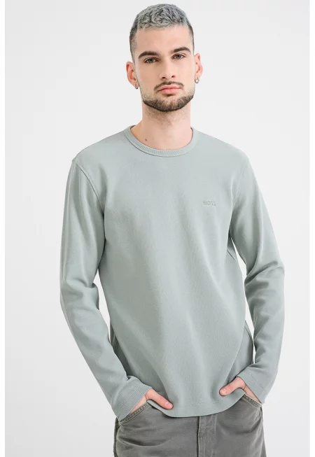 Свободна блуза с релеф - Аква зелено