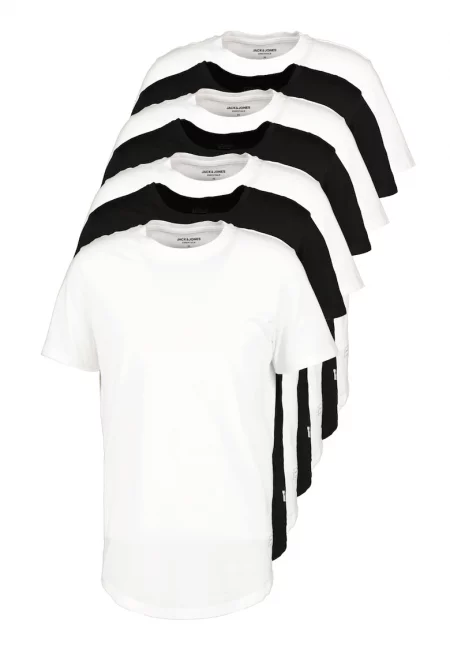 Тениска от органичен памук с овално деколте - 7 броя - Бял/Черен