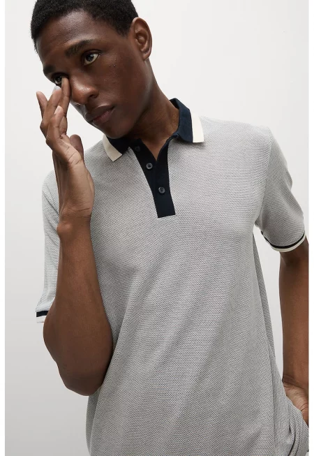 Тениска с яка - Черен/Сив