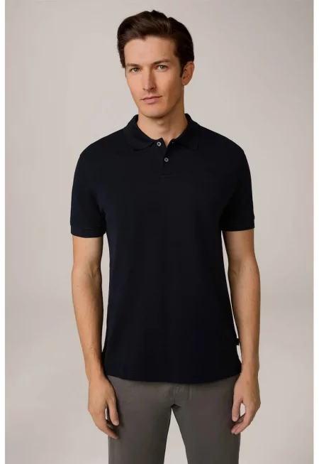 Tricou oversized cu guler polo - Тъмносин