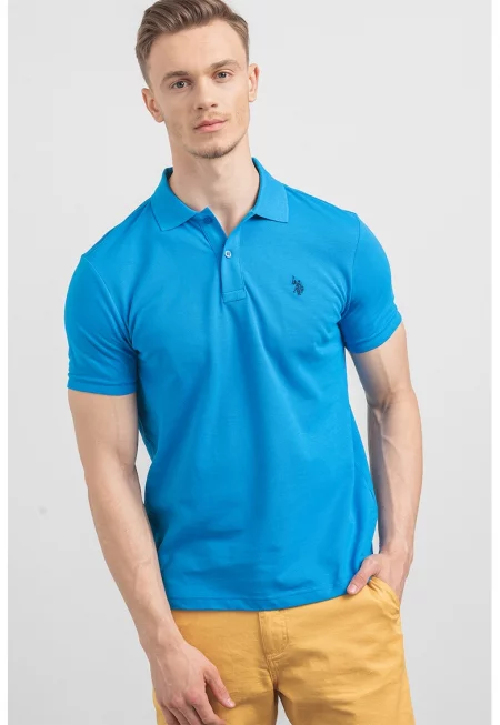U.S. Polo Assn - Слим памучна тениска с яка