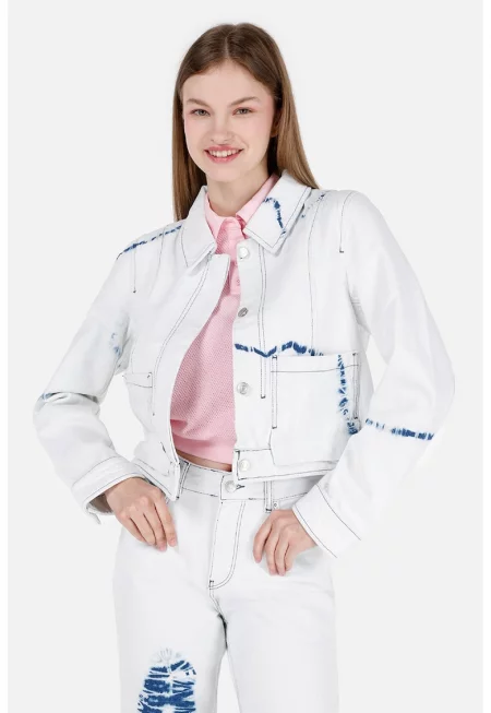 Яке от деним с контрасти - Ледено синьо