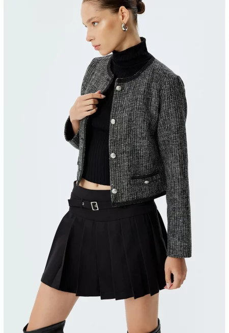 Яке с пришити джобове - Черен