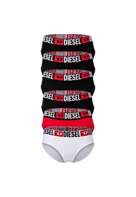 Бикини с лого на талията - 6 чифта - Черен/Бял/Аленочервен