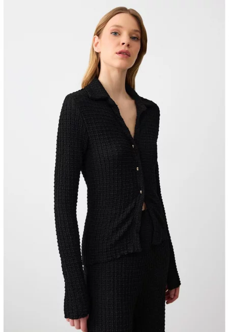 Блуза с копчета - Черен