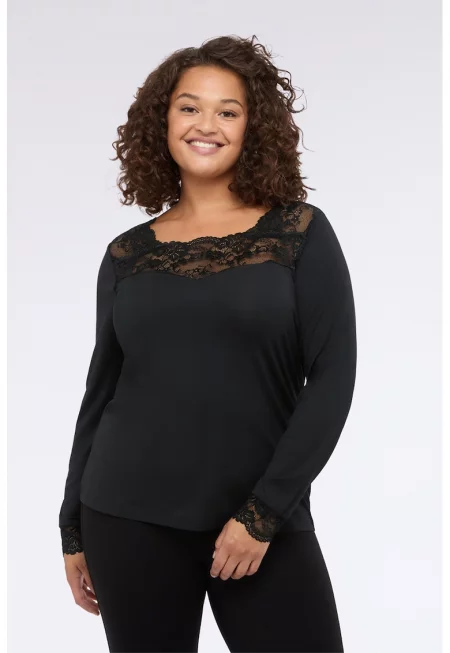 Блуза с модал с дантелена подплата