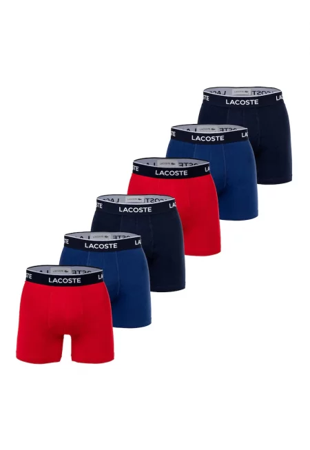 Боксерки с лого на талията - 6 чифта - Червен/Тъмносин