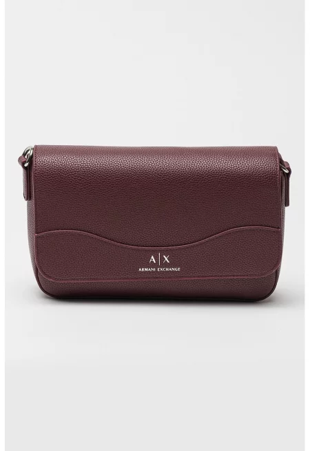 Чанта от еко кожа с лого - Тъмночервен