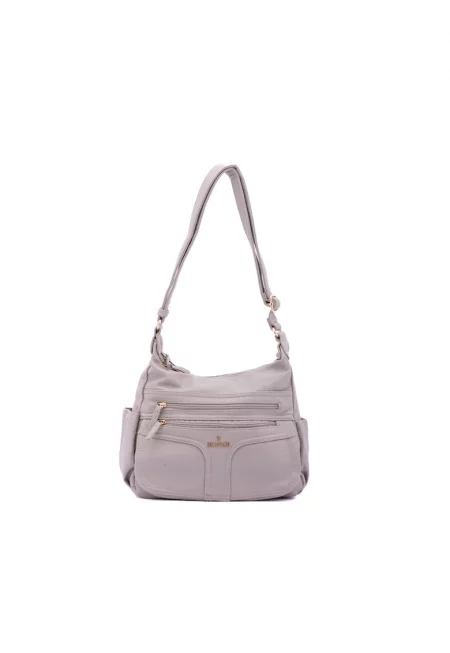 Чанта през рамо от еко кожа - Светло сив