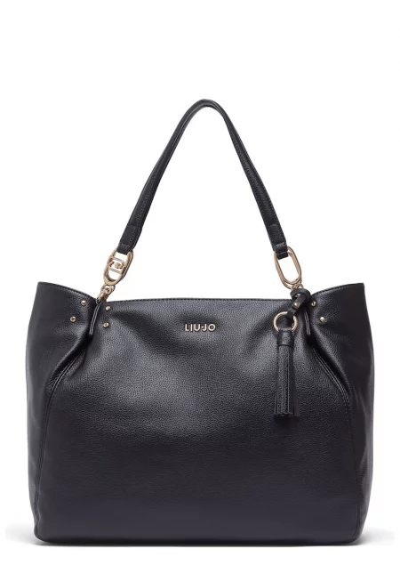 Чанта Tote от еко кожа с лого - Черен