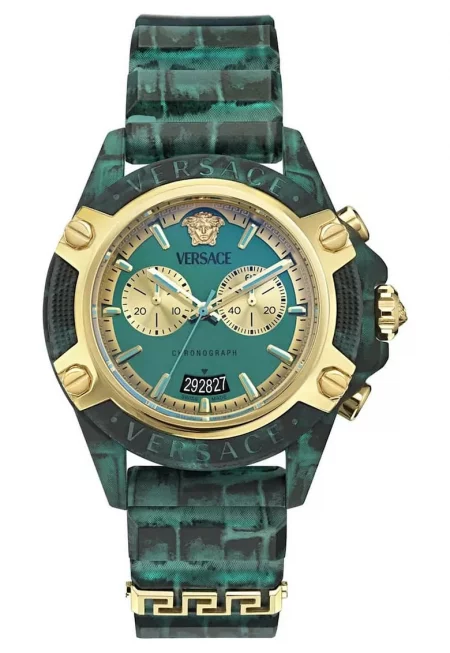 Часовник  New Icon Active - 44 мм - зелен - хронограф - водоустойчив 50м - каишка от каучук