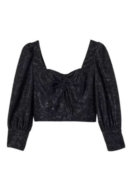 Дамска блуза  Blus Don - черна - 100% полиестер - дълъг ръкав -