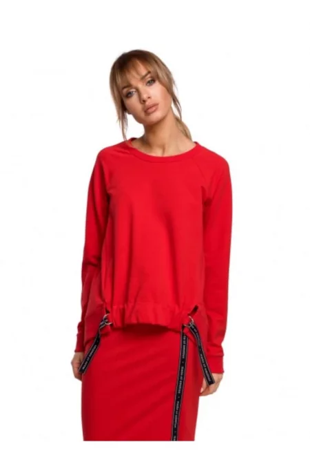 Дамска блуза -  Памук/Еластан - Червен