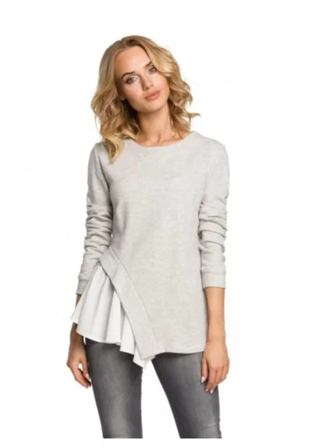 Дамска блуза -  Памук/Полиестер - Сива -
