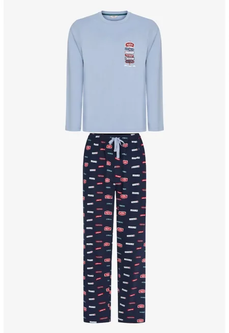 Дамска пижама  памук Baby Blue дълги ръкави геометрична