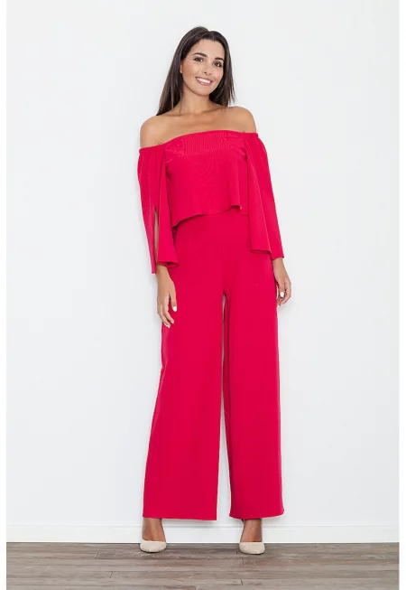 Дамски гащеризон -  червен - вискоза