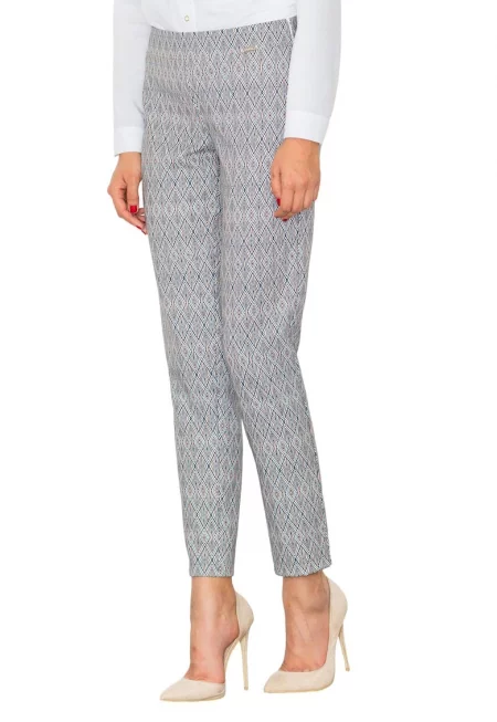 Дамски панталон  M515 - геометричен модел - полиестер - Сив