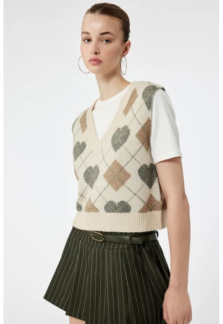 Десениран шпиц елек