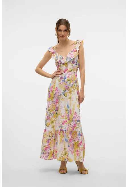 Флорална дълга рокля с отвор