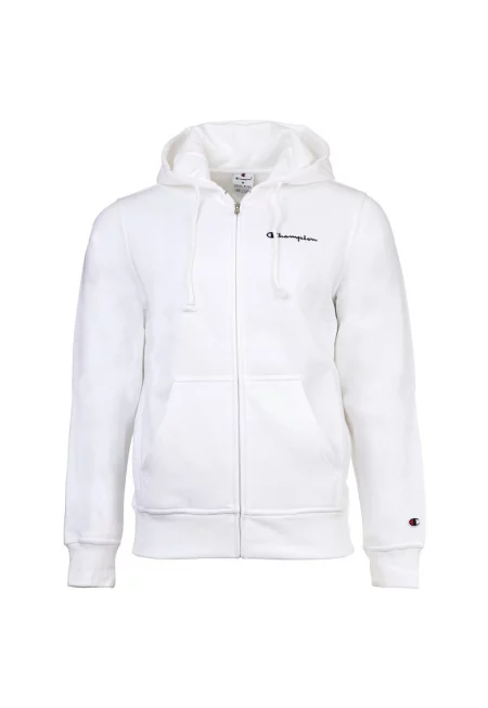 Худи с 2 джоба отпред и цип - Бял