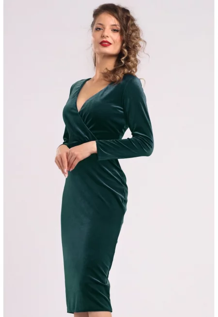 Кадифена миди рокля с шпиц