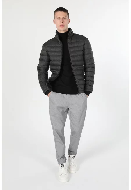 Капитонирано зимно яке с вата - Антрацитно сиво