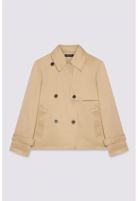 Къс тренч със странични джобове - Камел