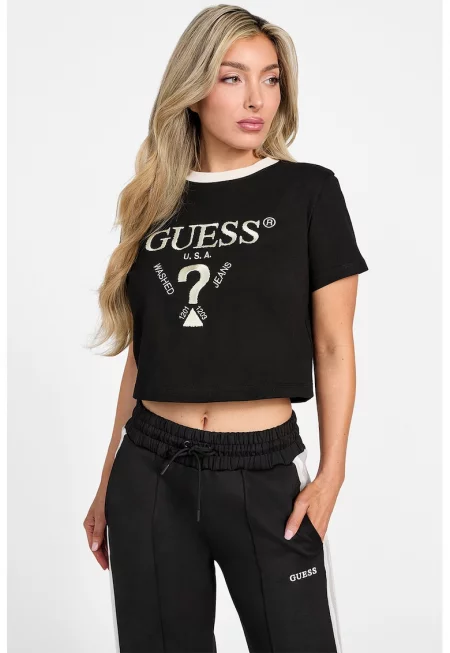 Къса фитнес тениска с лого