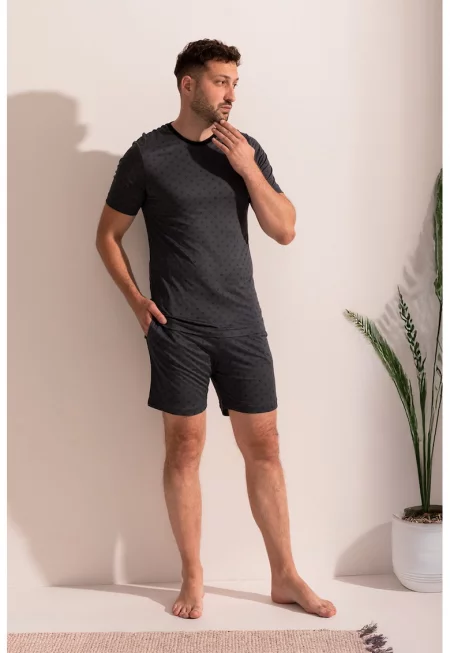 Къса пижама Calvin от микромодал с джобове - Антрацитно сиво