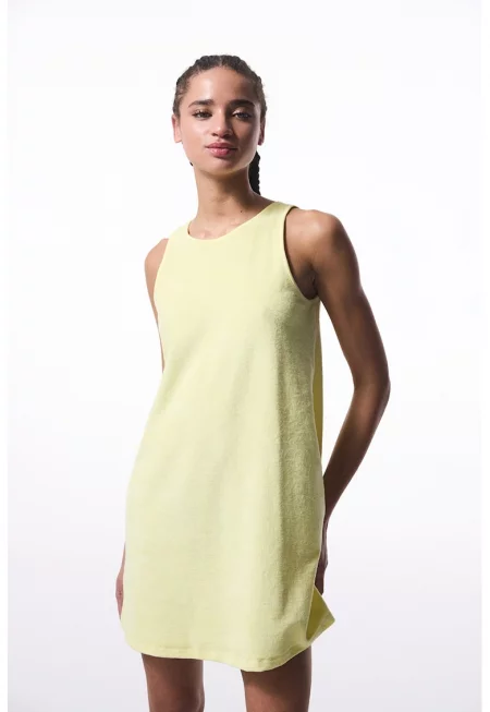 Къса права плажна рокля - Бледожълт
