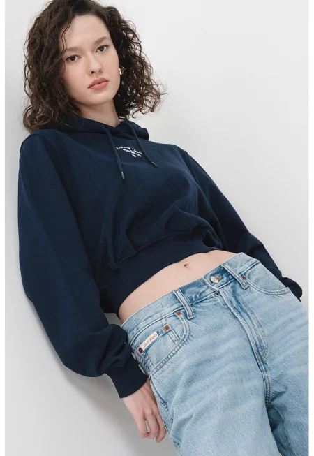 Късо худи Essential с лого - Ултрамарин синьо