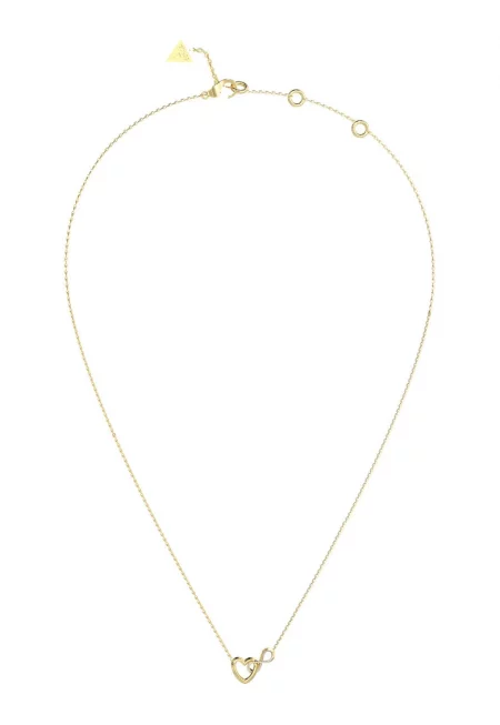 Колие от неръждаема стомана със сърце и символа на вечността - Златист