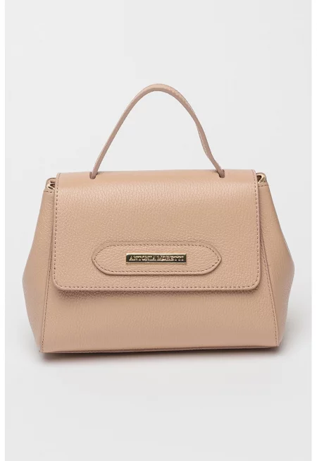 Кожена чанта през рамо - Прашно розово