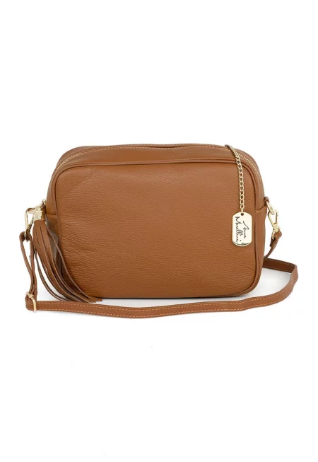 Кожена чанта през рамо с отделяща се презрамка