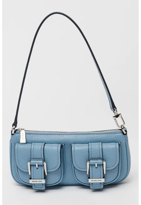 Кожена чанта през рамо Zoe с релеф