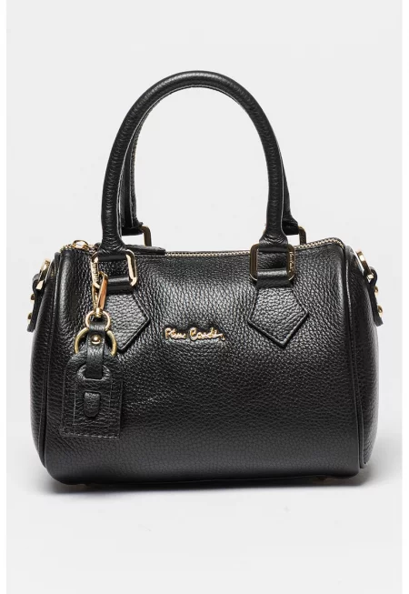 Кожена чанта с отделяща се презрамка - Черен